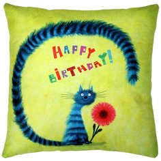 Подушка декоративная MATEX KOTOKLISM "Кот с хвостиком" без наволочки, подарок ребенку, 33х33 см, разные цвета (для дачи, дом) Матекс