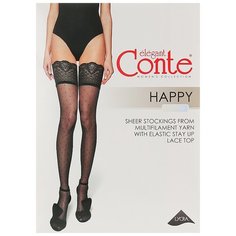 Чулки Conte Elegant Fantasy Happy, 20 den, размер 3/4, nero (черный)