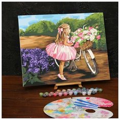 Картина по номерам на холсте с подрамником "Девочка с велосипедом" 40*50 см 5351082 Школа талантов