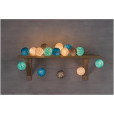 Гирлянда Гирляндус Хаски 300 см от батареек, 20 ламп, белый/голубой/серый/прозрачный провод