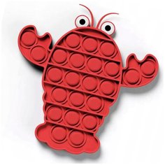 Pop it Тактильная Игрушка антистресс с пузырьками / Поп ит пупырка сенсорная игрушка для развития моторики / Развивающая игра для детей и взрослых (Рак), Красный Pastila