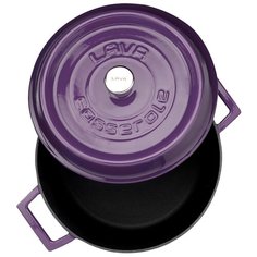 Эмалированная чугунная кастрюля 24 см. 4,49 л. фиолетовая LAVA LV Y TC 24 K2 P