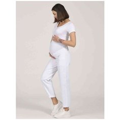 Джинсы Euromama 1425 зауженные под живот белые для беременных (S)