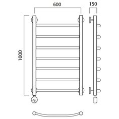 Электрический полотенцесушитель Роснерж Дуга L204000 100x60, ЛЕВЫЙ ТЭН