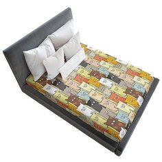 Простыня натяжная Ambesonne с принтом "Котятки", 160х200 см