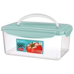 Phibo Контейнер с ручкой Smart Lock 2.5 л, 16.8x23.5 см, прозрачный/светло-голубой