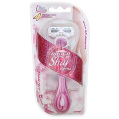 Женский бритвенный станок Dorco SHAI Reina (1 станок, 1 кассета), 4-лезв., плав.головка, пластик.прорезиненная ручка, подставка-присоска, крепление PACE