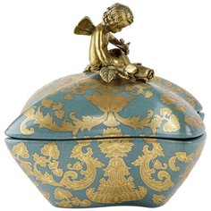 Шкатулка с ангелом под старину из фарфора с бронзой 17x17x15см ГЛАСАР