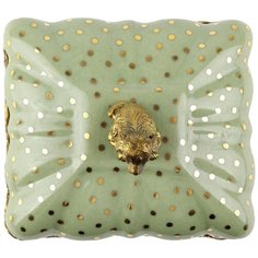 Шкатулка с собачкой под старину из фарфора с бронзой 12x11x12см ГЛАСАР
