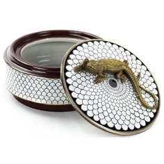 Шкатулка с ящерицей под старину из фарфора с бронзой 14x14x9см ГЛАСАР
