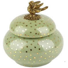 Шкатулка с птичкой под старину из фарфора с бронзой 11x11x11см ГЛАСАР