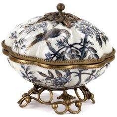 Шкатулка под старину из фарфора с бронзой 17x17x15см ГЛАСАР