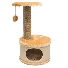 Домик-когтеточка круглый PetTails "Конфетти", бежевый 37 х 37 73