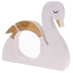 Копилка для денег в подарок ребенку с прозрачным окном / Деревянная копилка для монет и купюр (Лебедь) Pastila