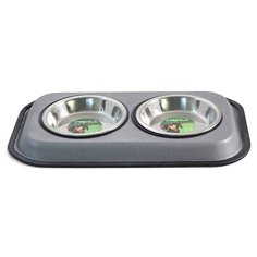 Миска Triol напольная двойная 9021/KIDP3227/30261092 180 мл серебристый/серый