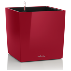 Кашпо (пластик) Lechuza Cube Premium Complete (scarlet red high gloss), 30х30хH30см