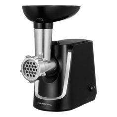 Мясорубка NATIONAL NK-MG011, 2000 Вт, производительность 2,2 кг/мин, 1 насадка, реверс, пластик, черный/серебро