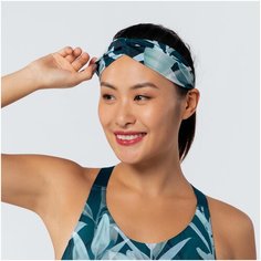 Повязка д/волос д/фитнеса и кардиотренировок на резинке женская зелен. с принтом DOMYOS Х Декатлон Единый Decathlon