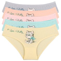Трусы для девочек 6/7 - 122/128, Микс котик, 5 шт. Donella