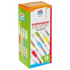 ArtSpace Ручка-корректор 4 мл, 12 шт голубой/желтый/зеленый/красный