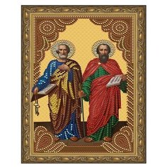 Алмазная 5D мозаика с нанесенной рамкой 20х30 СВЯТЫЕ АПОСТОЛЫ ПЕТР И ПАВЕЛ (12 цветов) Molly