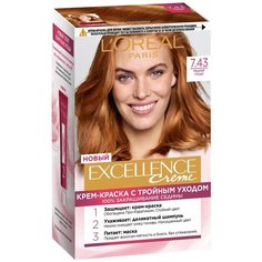 LOreal Paris Excellence стойкая крем-краска для волос, 7.43, Медный русый