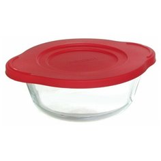 Кастрюля жаропрочная стеклянная 0,84 литра круглая с пластиковой крышкой Borcam 59133 круглая форма с крышкой 19х16х10 см