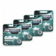 Годовой запас сменных кассет для бритья Gillette Mach3, 4*4 (16 шт)