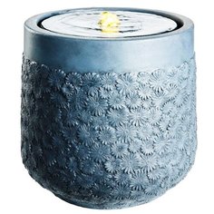 Декоративный садовый мини-фонтан TURKISH CHAMOMILE, искусственный камень, антрацитовый, тёплая белая LED-подсветка, 35х37 см Kaemingk