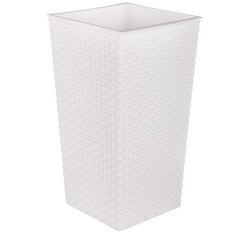 КАШПО ДЛЯ ЦВЕТОВ НАПОЛЬНОЕ "РОТАНГ" СО ВСТАВКОЙ 220*220*415 ММ (БЕЛОЕ) "АЛЬТЕРНАТИВА" М6825 Alternativa