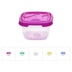 Контейнер пласт. прямоуг. 0.4 л, с крышкой, Frigo, DRINA (105х105х65 мм, цвета в ассортименте) (10302)