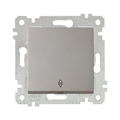 Выключатель проходной 1-клав. (скрытый, без рамки, пруж. зажим) титан, RITA, MUTLUSAN (10 A, 250 V, IP 20) (2200 403 0183)