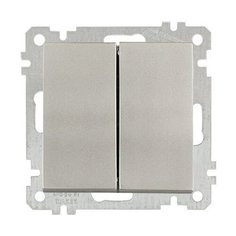 Выключатель 2-клав. (скрытый, без рамки, винт. зажим) титан, DARIA, MUTLUSAN (10 A, 250 V, IP 20) (2100 402 0283)