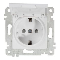 Розетка 1-ая (скрытая, без рамки, с/з, шторки, с крышкой) белая, RITA, MUTLUSAN (16 A, 250 V, IP 20) (2200 611 0201)