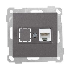 Розетка компьютерная 1xRJ45 (Cat5e, скрытая, без рамки) дымчатая, DARIA, MUTLUSAN ((RJ 45) 8-pin, соединения типа 568A или 568B) (2100 136 0195)