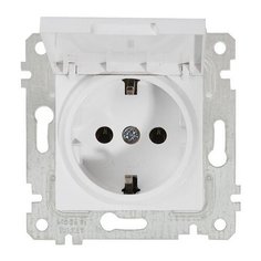 Розетка 1-ая (скрытая, без рамки, с/з, с крышкой) белая, RITA, MUTLUSAN (16 A, 250 V, IP 20) (2200 610 0201)