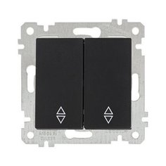 Выключатель проходной 2-клав. (скрытый, без рамки, пруж. зажим) черный, RITA, MUTLUSAN (10 A, 250 V, IP 20) (2200 404 0184)