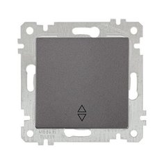Выключатель проходной 1-клав. (скрытый, без рамки, пруж. зажим) дымчатый, RITA, MUTLUSAN (10 A, 250 V, IP 20) (2200 403 0195)