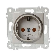 Розетка 1-ая (скрытая, без рамки, с/з, шторки) титан, RITA, MUTLUSAN (16 A, 250 V, IP 20) (2200 605 0283)