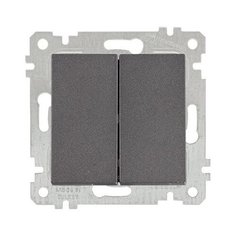 Выключатель 2-клав. (скрытый, без рамки, пруж. зажим) дымчатый, RITA, MUTLUSAN (10 A, 250 V, IP 20) (2200 402 0195)