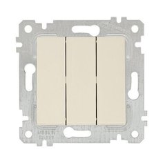 Выключатель 3-клав. (скрытый, без рамки, винт. зажим) кремовы, RITA, MUTLUSAN (10 A, 250 V, IP 20) (2200 409 0202)
