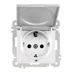 Розетка 1-ая (скрытая, без рамки, с/з, с крышкой) белая, DARIA, MUTLUSAN (16 A, 250 V, IP 20) (2100 610 0201)