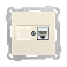 Розетка компьютерная 1xRJ45 (Cat5e, скрытая, без рамки) кремовая, DARIA, MUTLUSAN ((RJ 45) 8-pin, соединения типа 568A или 568B) (2100 136 0102)