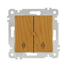 Выключатель проходной 2-клав. (скрытый, без рамки, винт. зажим) дуб, RITA, MUTLUSAN (10 A, 250 V, IP 20) (2200 404 0258)