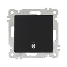 Выключатель проходной 1-клав. (скрытый, без рамки, пруж. зажим) черная, RITA, MUTLUSAN (10 A, 250 V, IP 20) (2200 403 0184)