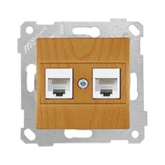 Розетка компьютерная 2xRJ45 (Cat5e, скрытая, без рамки) дуб, RITA, MUTLUSAN (2200 138 0158)