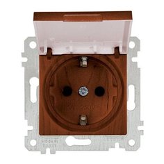 Розетка 1-ая (скрытая, без рамки, с/з, с крышкой) орех, RITA, MUTLUSAN (16 A, 250 V, IP 20) (2200 610 0257)