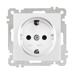 Розетка 1-ая (скрытая, без рамки, с/з) белая, DARIA, MUTLUSAN (16 A, 250 V, IP 20) (2100 600 0201)