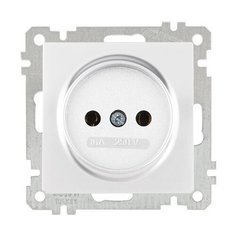 Розетка 1-ая (скрытая, без рамки, б/з) белая, DARIA, MUTLUSAN (16 A, 250 V, IP 20) (2100 601 0201)