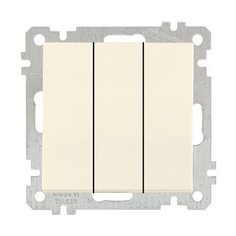 Выключатель 3-клав. (скрытый, без рамки, винт. зажим) кремовы, DARIA, MUTLUSAN (10 A, 250 V, IP 20) (2100 409 0202)